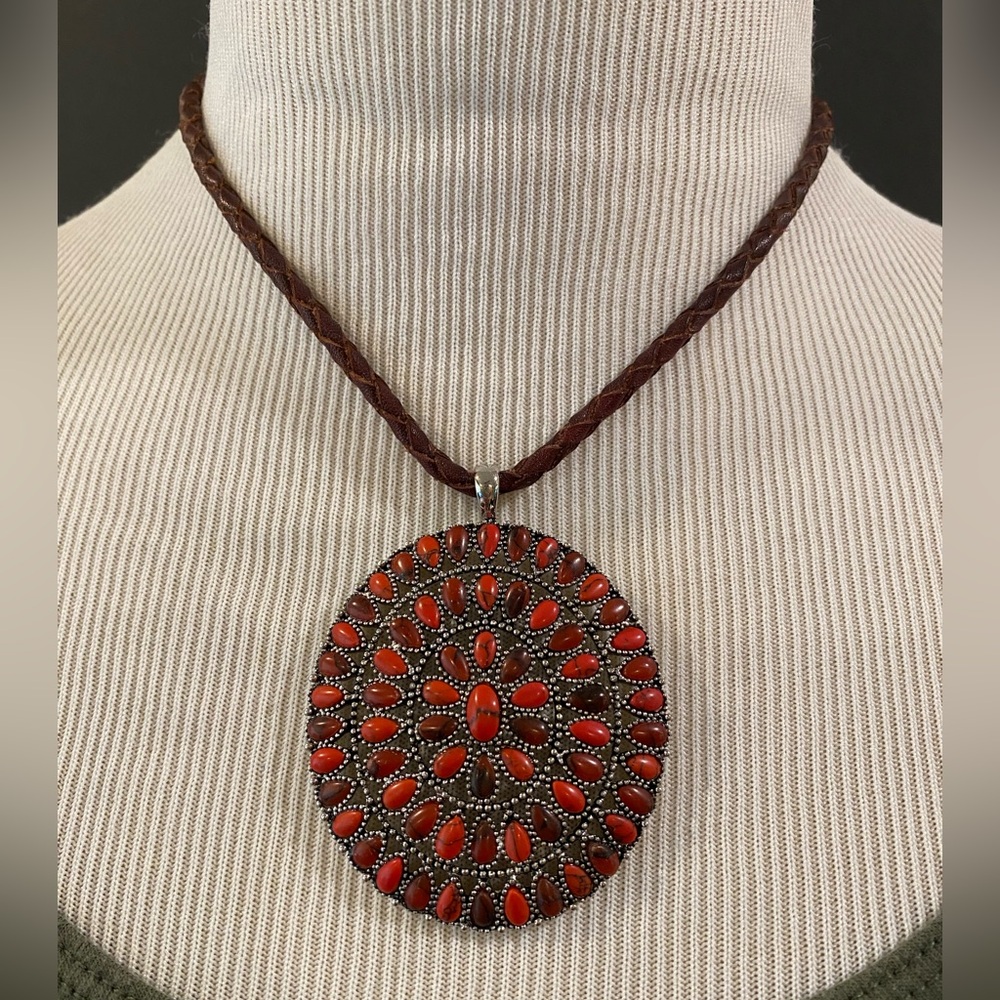 Ralph Lauren Red and Silver Pendant Necklace